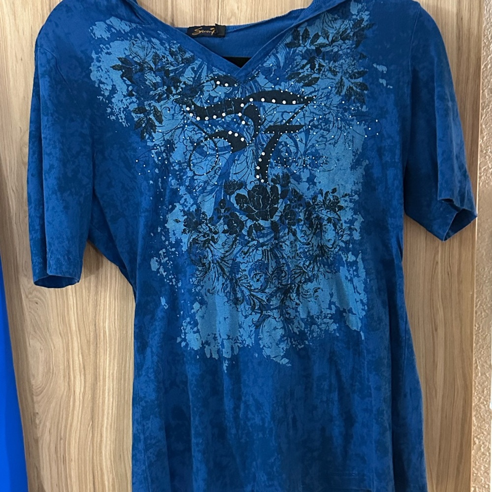 Seven7 Blue Graphic Short Sleeve Tee